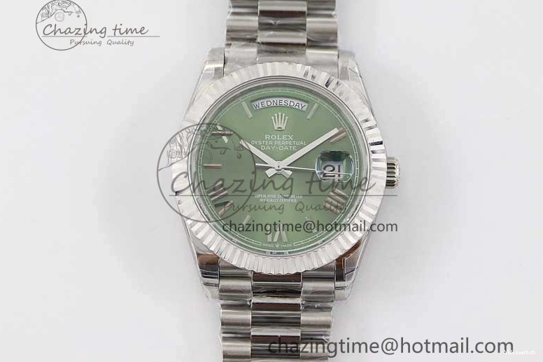 SS 904L Steel 40mm Roman Day Edition Best on 1:1 TWF Green A2836 SS Dial Date Bracelet 0123